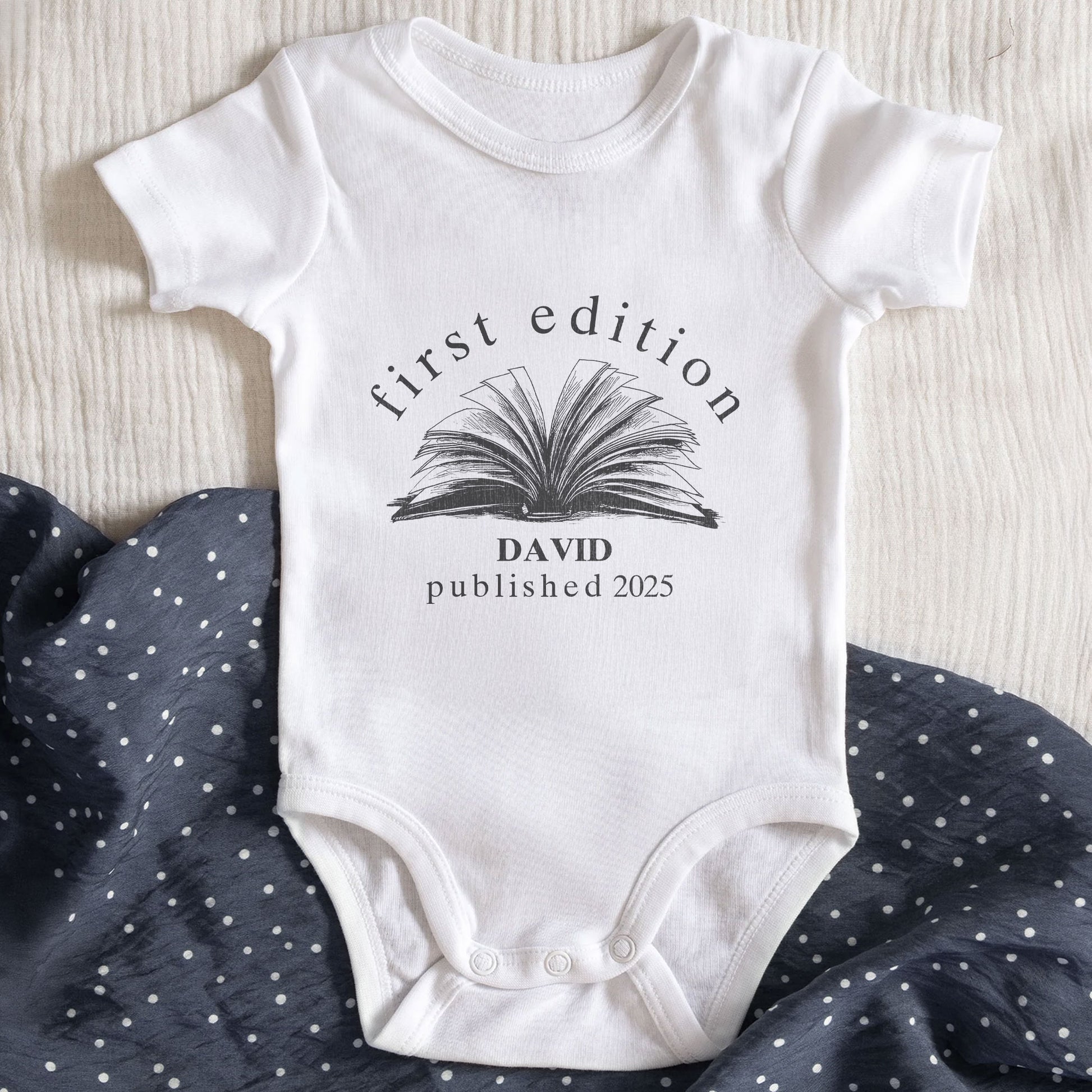 First Edition Book Design Baby Onesie
