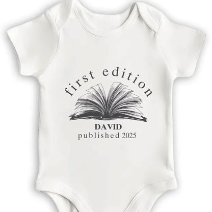 First Edition Book Design Baby Onesie