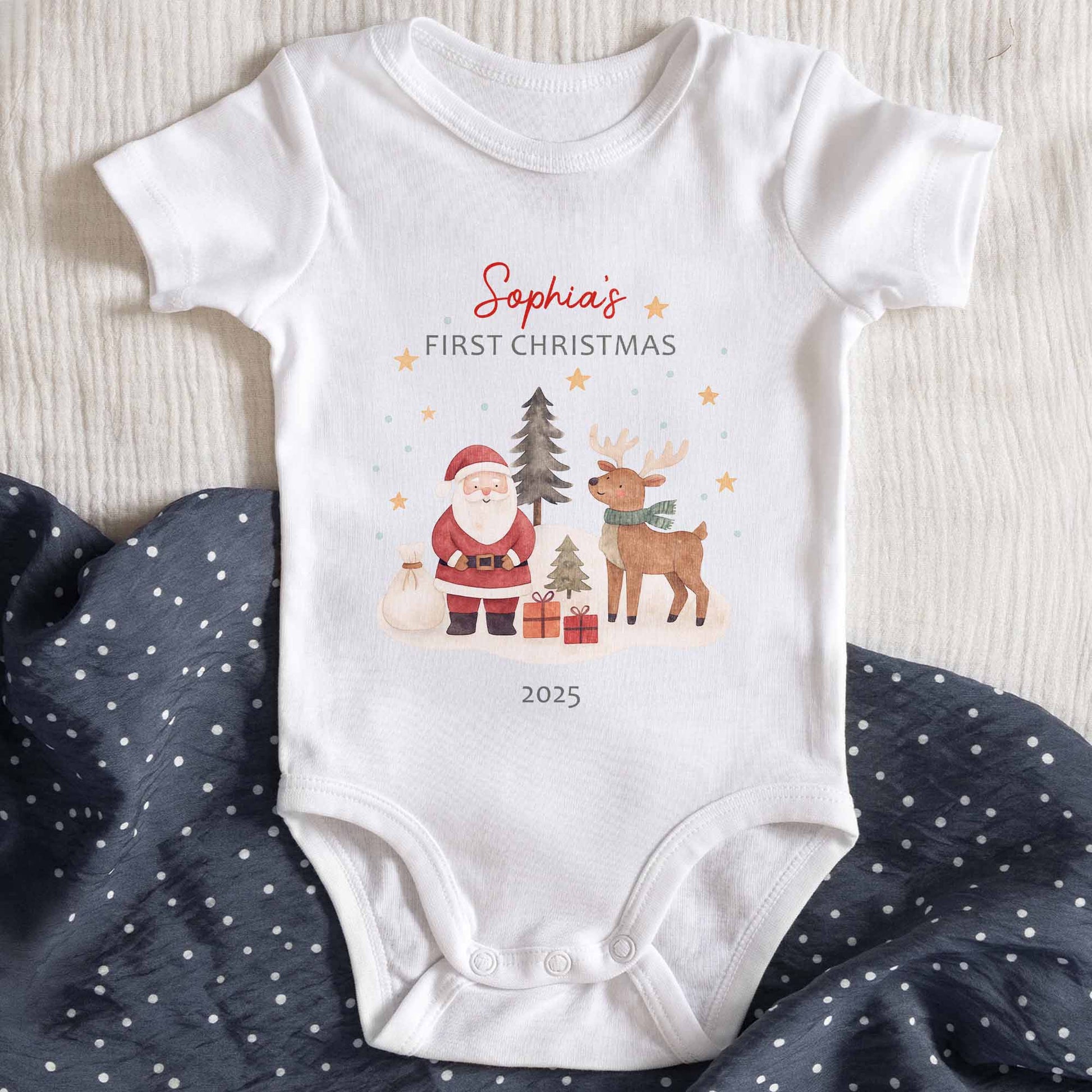 First Christmas With Santa And Reindeer