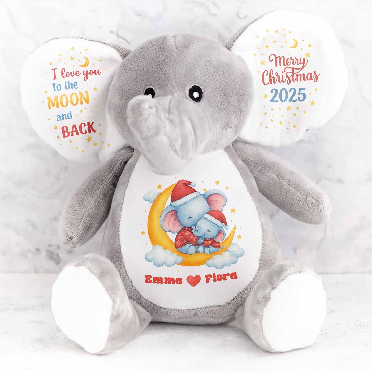 I Love You To The Moon And Back, Merry Christmas, Elephant and Stars