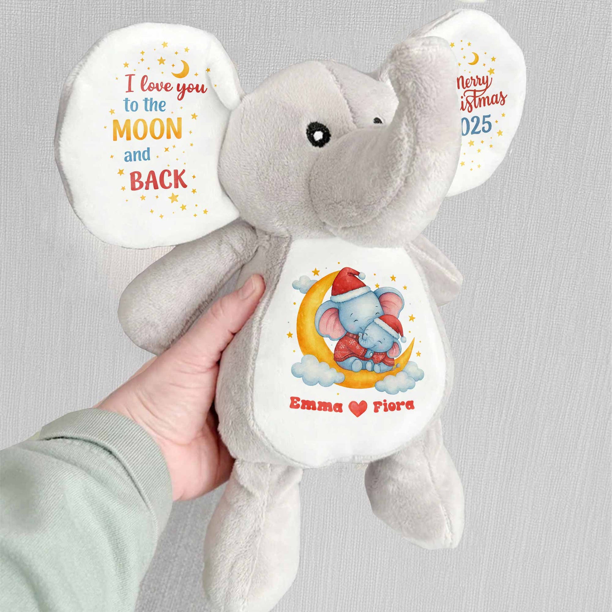 I Love You To The Moon And Back, Merry Christmas, Elephant and Stars