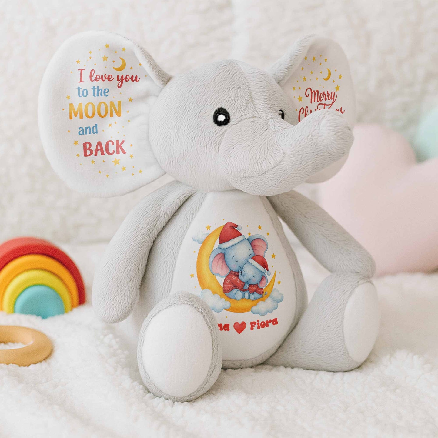 I Love You To The Moon And Back, Merry Christmas, Elephant and Stars