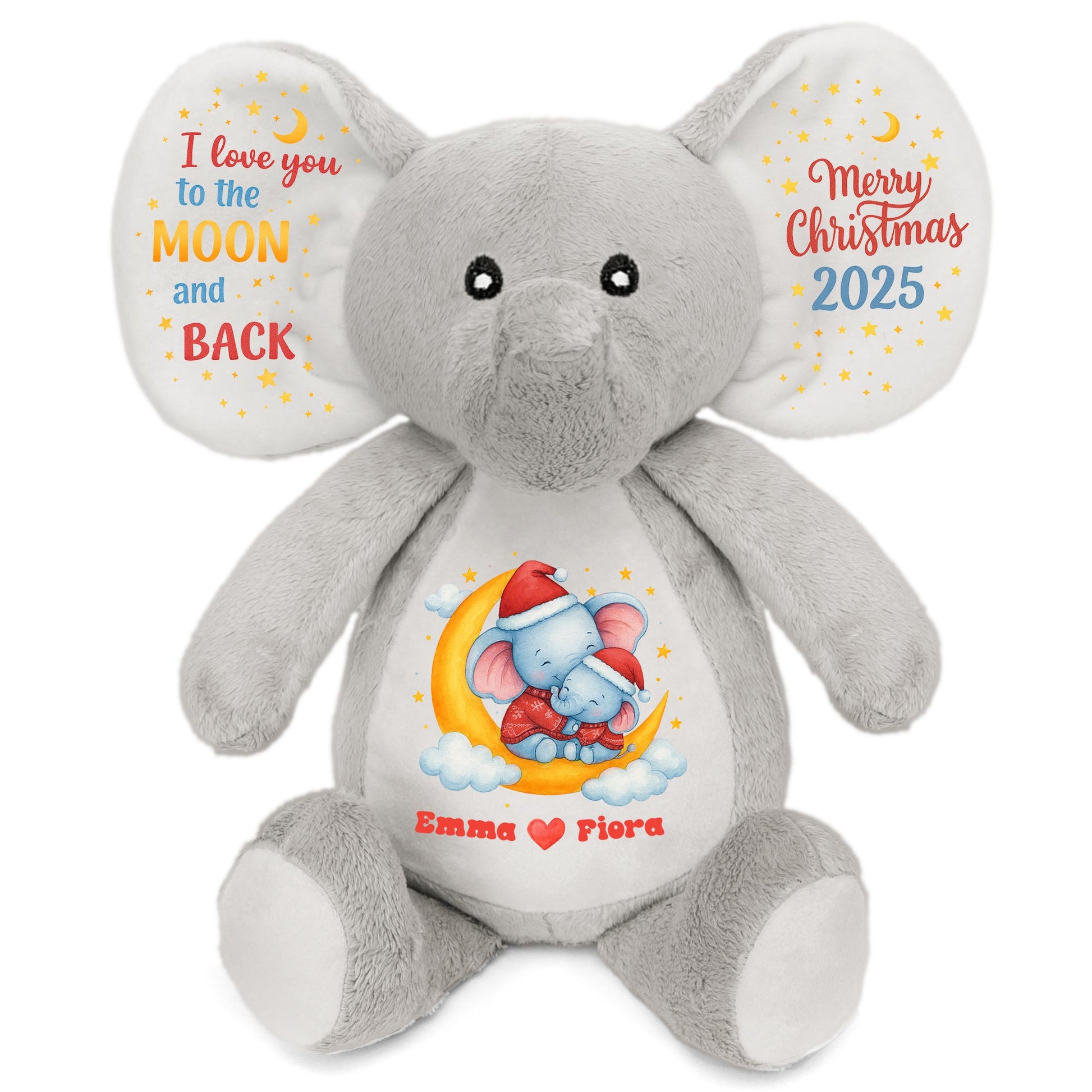 I Love You To The Moon And Back, Merry Christmas, Elephant and Stars