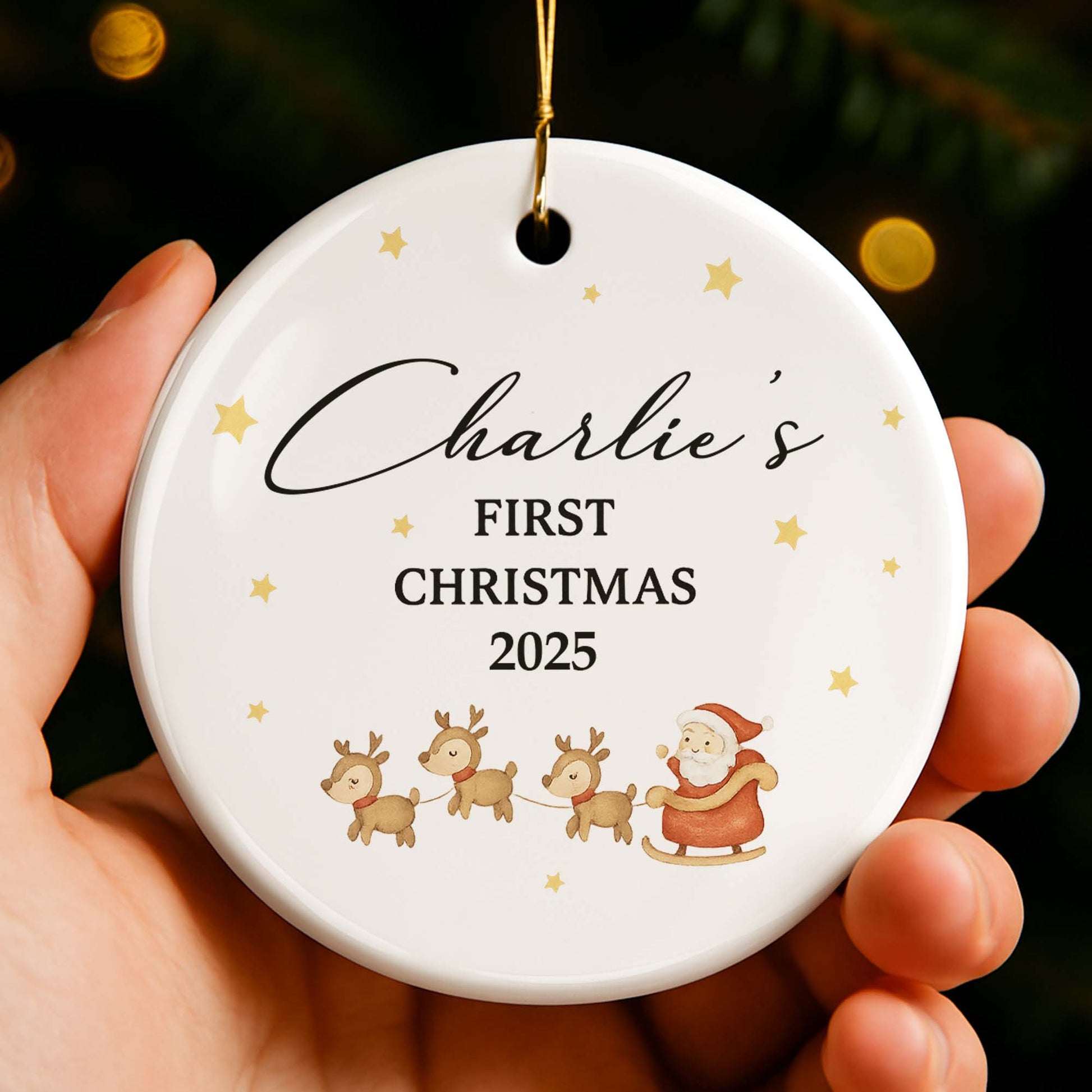 First Christmas Santa Claus and Reindeer
