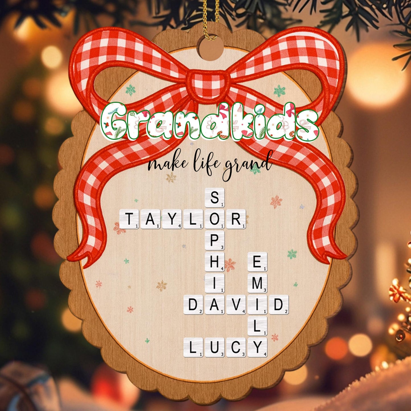 Grandkids Make Life Grand With Ribbon And Snowflakes