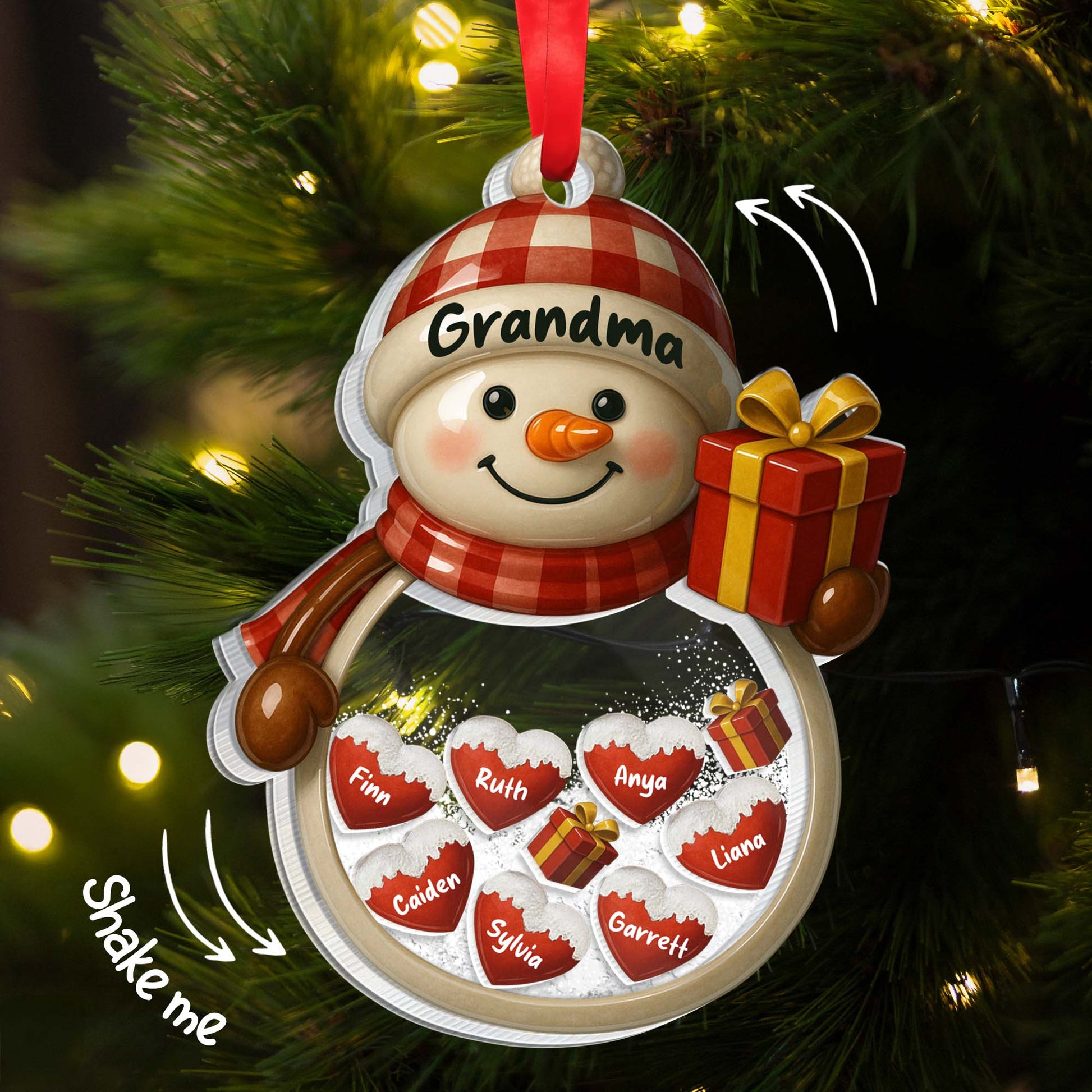 Shake Me Snowman With Plaid Pattern And Gift
