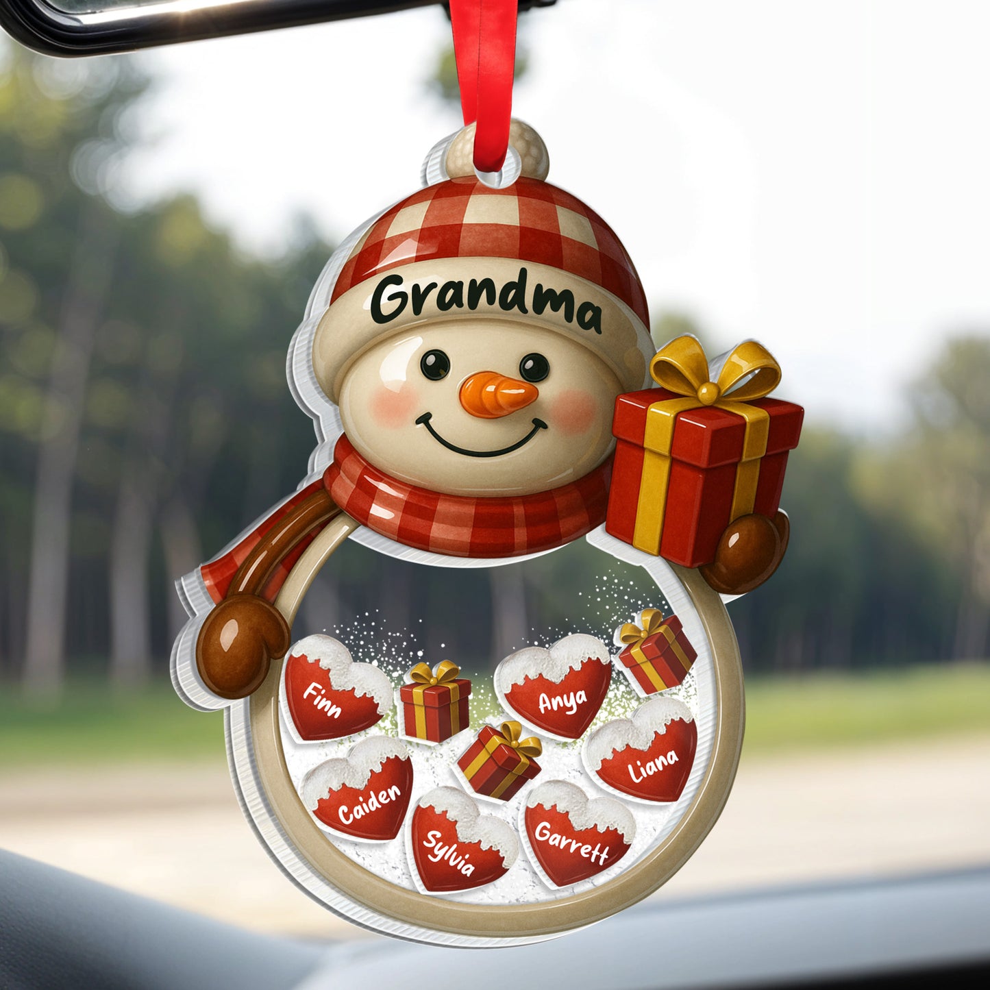 Shake Me Snowman With Plaid Pattern And Gift