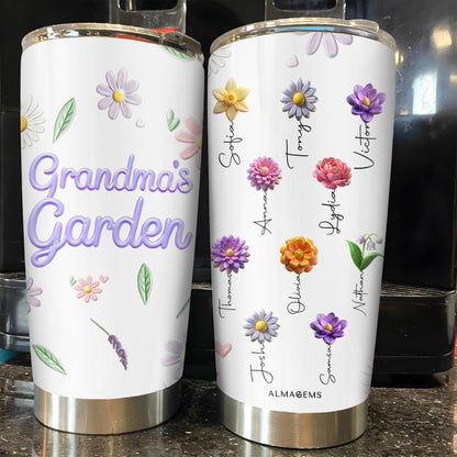 Gobelet personnalisé « Jardin de grand-mère » pour les amoureux des fleurs – Gobelet personnalisé en acier inoxydable 590 ml et 850 ml – GRM018_TB