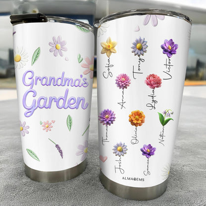 Gobelet personnalisé « Jardin de grand-mère » pour les amoureux des fleurs – Gobelet personnalisé en acier inoxydable 590 ml et 850 ml – GRM018_TB