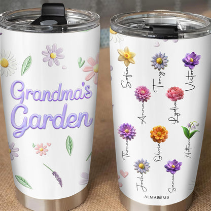 Gobelet personnalisé « Jardin de grand-mère » pour les amoureux des fleurs – Gobelet personnalisé en acier inoxydable 590 ml et 850 ml – GRM018_TB