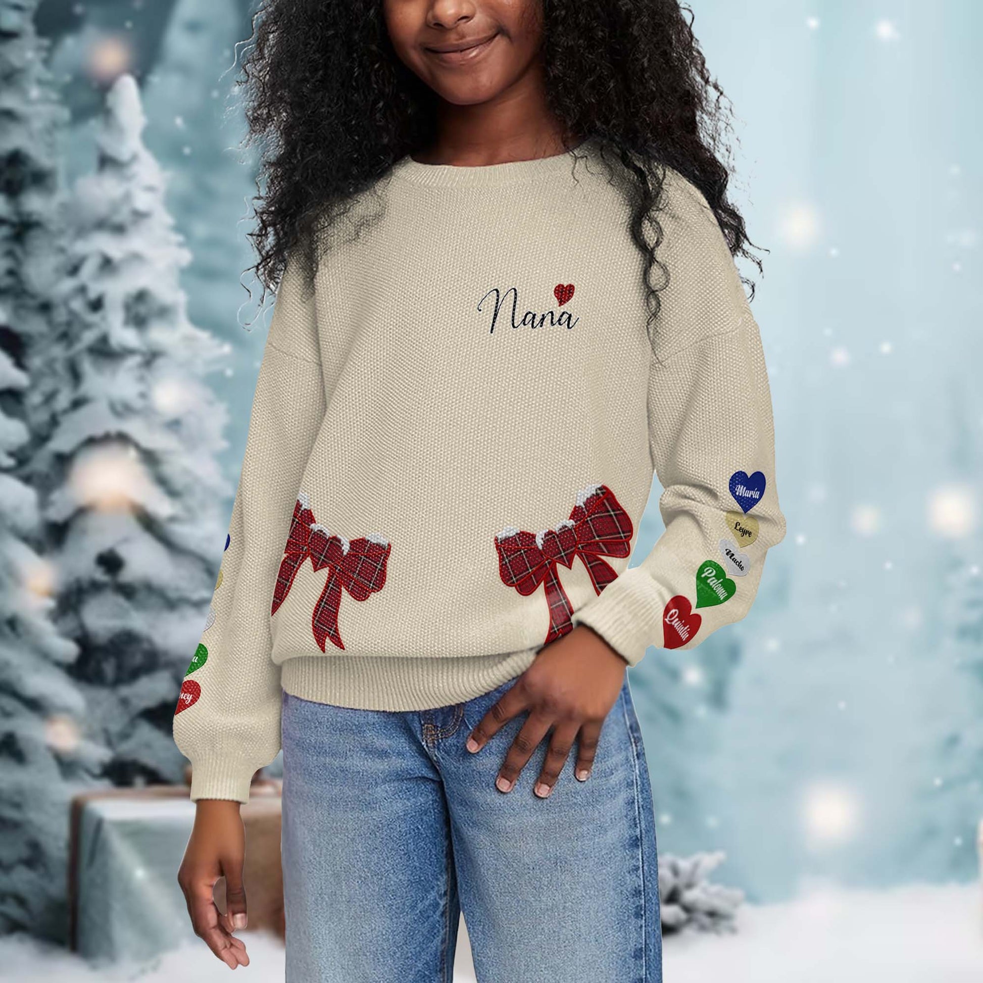 Nana Wrapped In Love With Festive Bows Jumper
