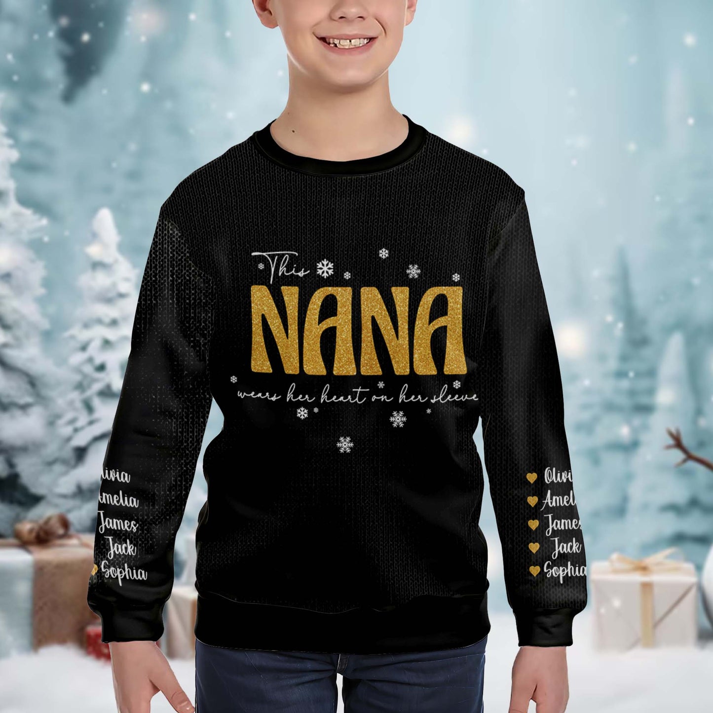 Golden Nana Wears Her Heart On Her Sleeve With Snowflakes