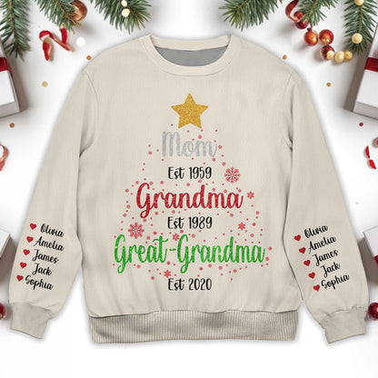 Generations Of Love Winter Sweatshirt - Personalized Custom Ugly Sweatshirt, Unisex Wool Jumper  - GRM028_TWS