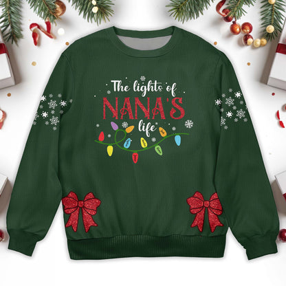 Motif « Lumières de Noël » de Nana - Sweat-shirt moche personnalisé, pull unisexe en laine - GRM029_TWS