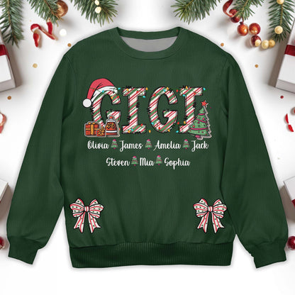Festive Family Christmas Tree and Gifts Design - Personalized Custom Ugly Sweatshirt, Unisex Wool Jumper  - GRM030_TWS
