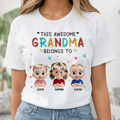 This Awesome Grandma Belongs To, Cartoon Children, Stars, Hearts