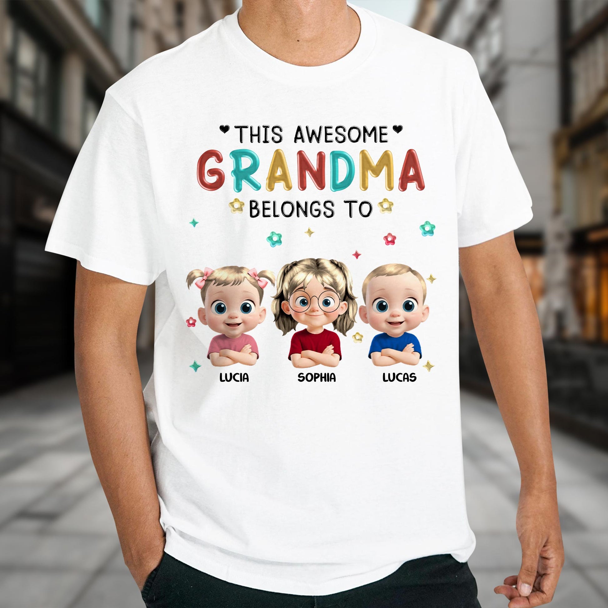 This Awesome Grandma Belongs To, Cartoon Children, Stars, Hearts