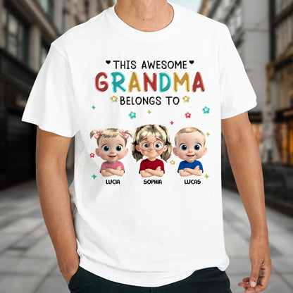 This Awesome Grandma Belongs To, Cartoon Children, Stars, Hearts