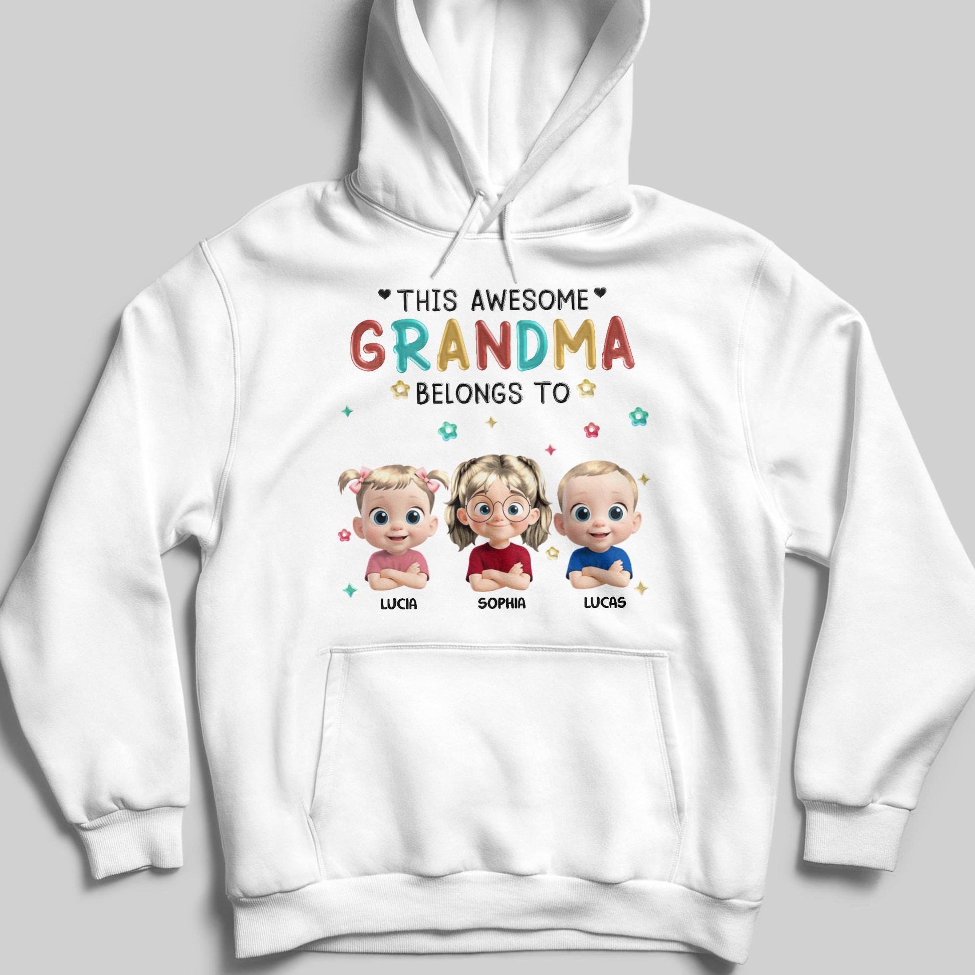 This Awesome Grandma Belongs To, Cartoon Children, Stars, Hearts