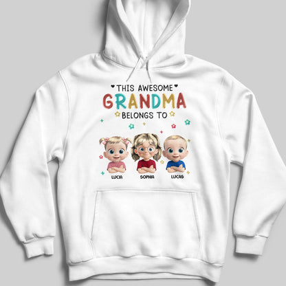 This Awesome Grandma Belongs To, Cartoon Children, Stars, Hearts