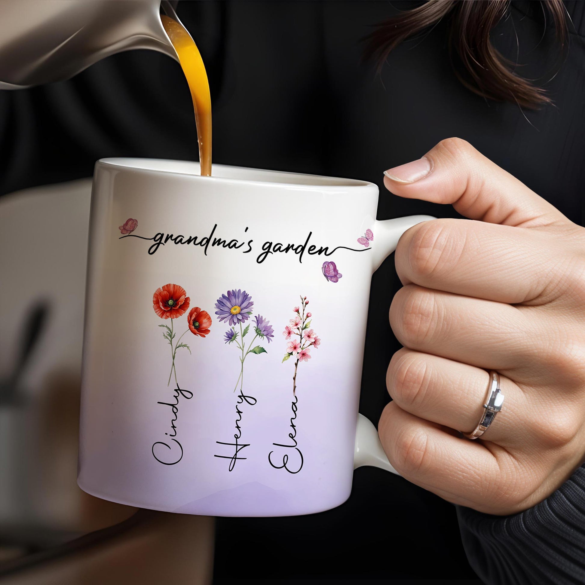Grandma's Garden Personalized Colorful Flowers Mug