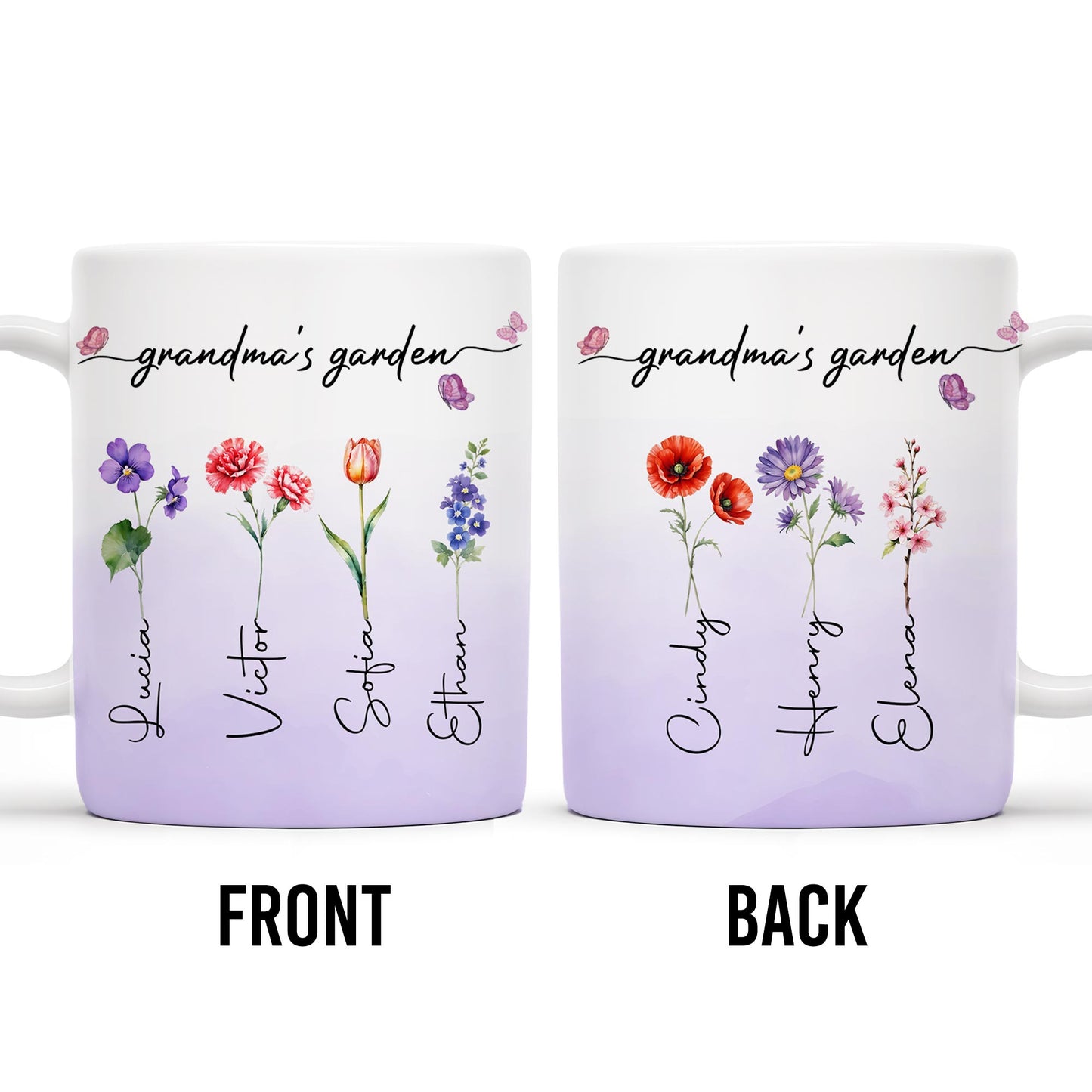 Grandma's Garden Personalized Colorful Flowers Mug