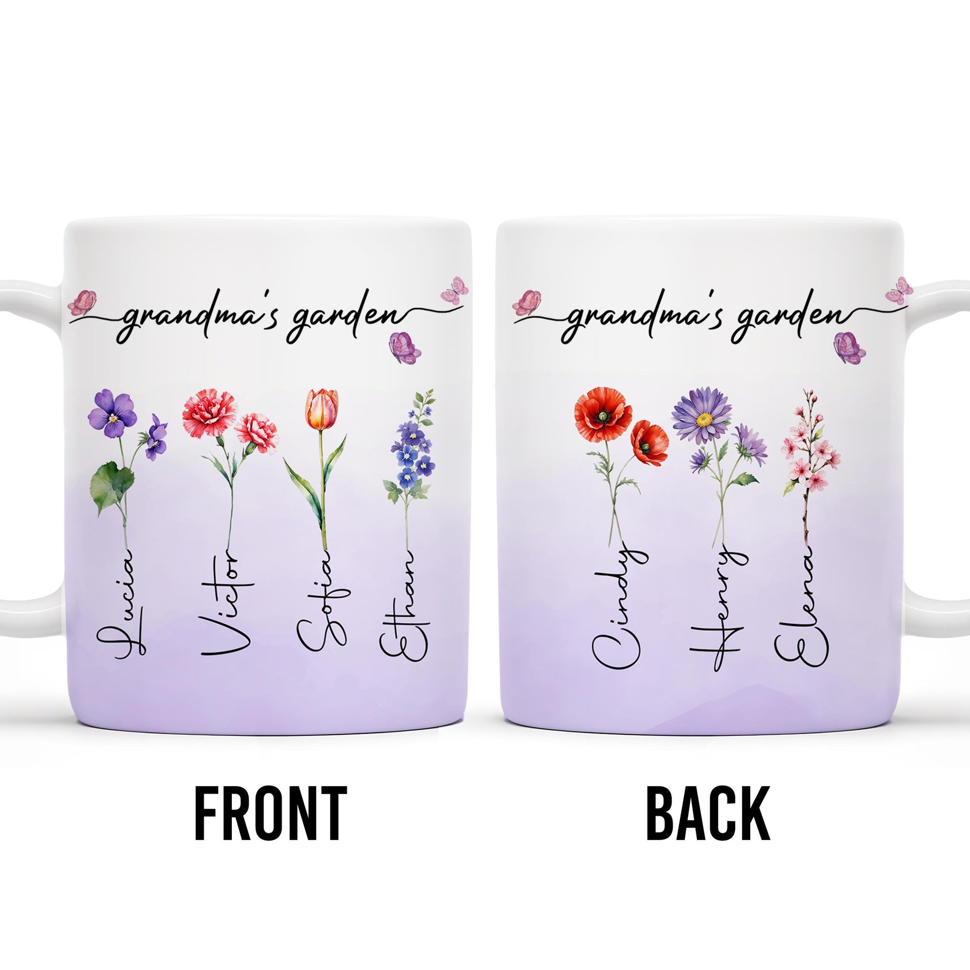 Grandma's Garden Personalized Colorful Flowers Mug