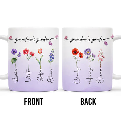 Grandma's Garden Personalized Colorful Flowers Mug