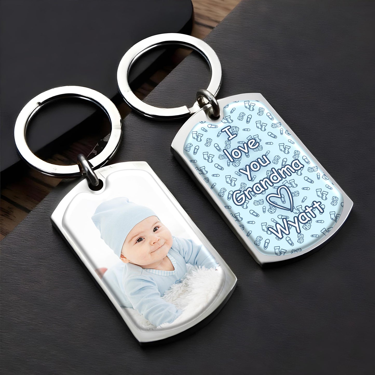Cherished Bond Between Grandma And Grandchild - Personalized Custom Keychain - GRM048_KCH