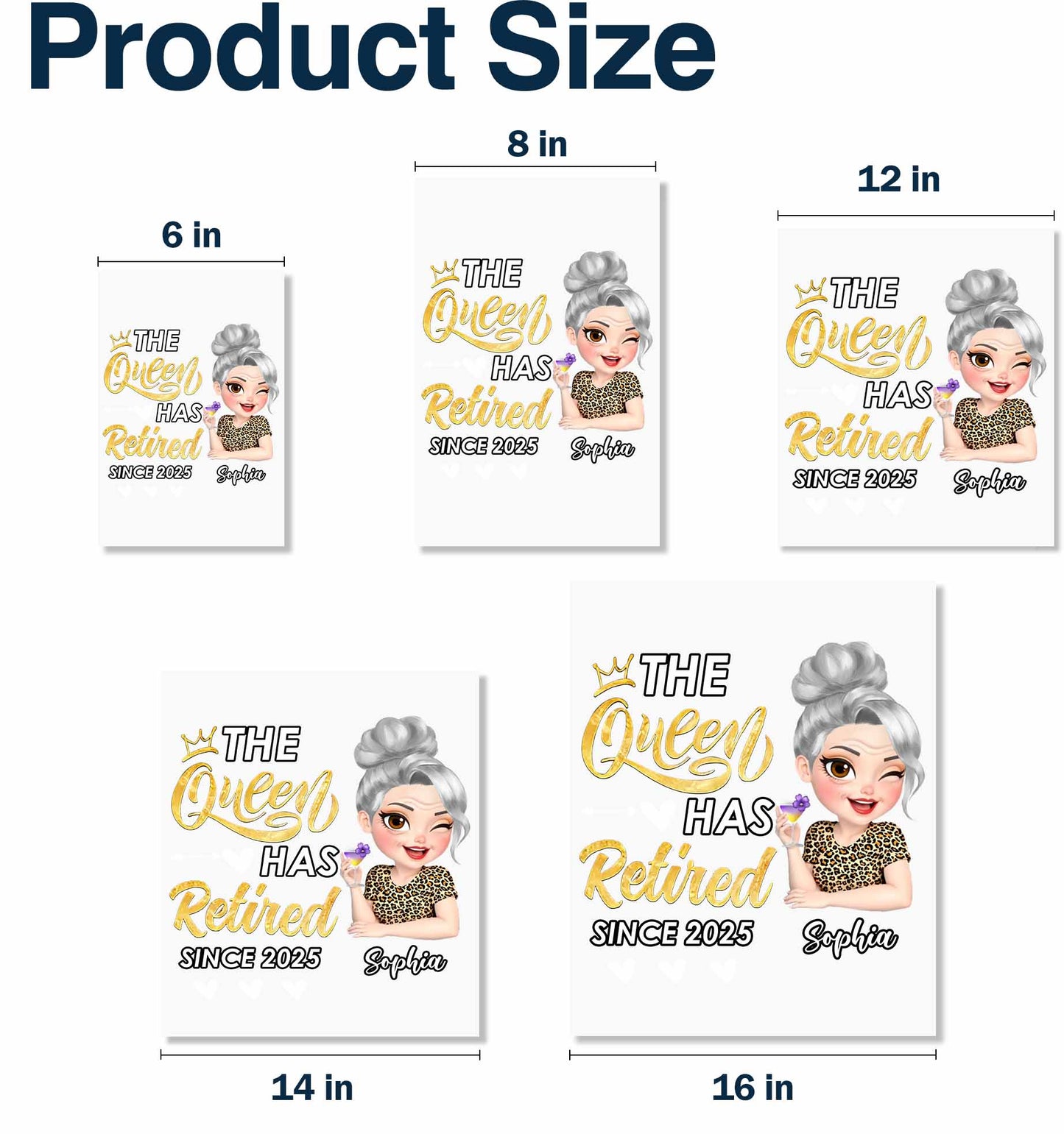 The Queen Has Retired, Crown, Flower, Leopard Print - Personalized Decor Decal - GRM050_STIK