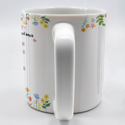 Reasons Why I Love You Grandma Cartoon Character Floral Mug - Personalized Custom Coffee Mug - GRM051_MG