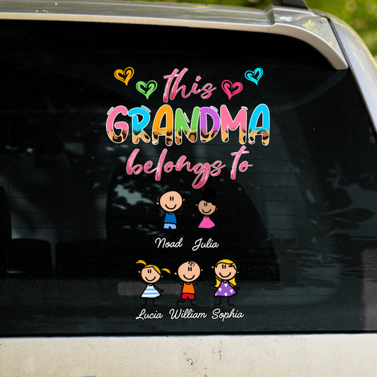 This Grandma Belongs To Hearts And Cartoon Children Decal
