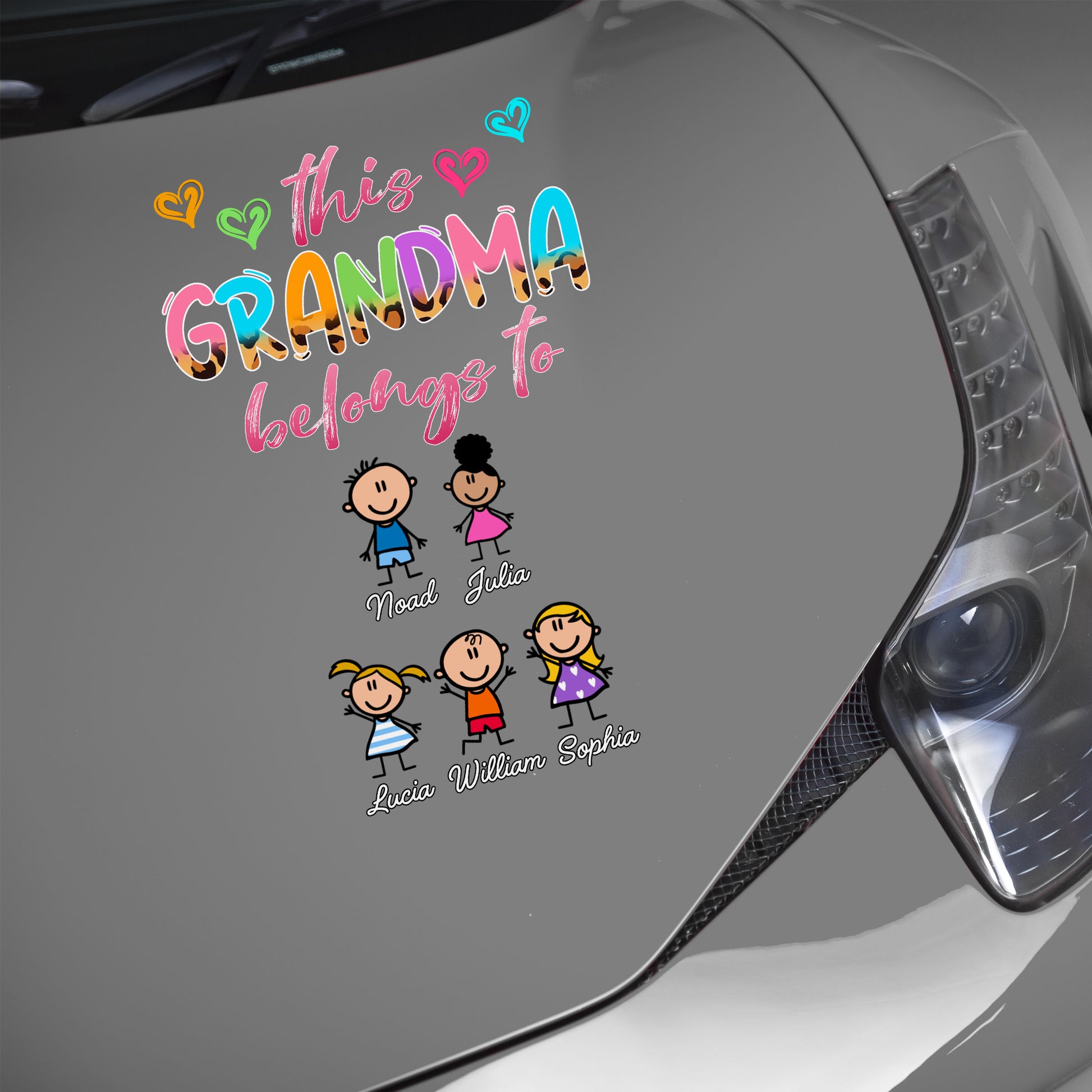 This Grandma Belongs To Hearts And Cartoon Children Decal