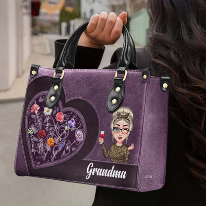 To Grandma With Love Forever Heart And Flowers Design