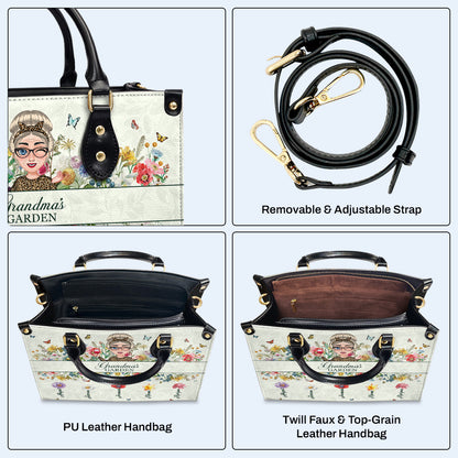 Grandma's Garden With Flowers And Butterflies - Personalized Custom Leather Handbag - GRM059_HB
