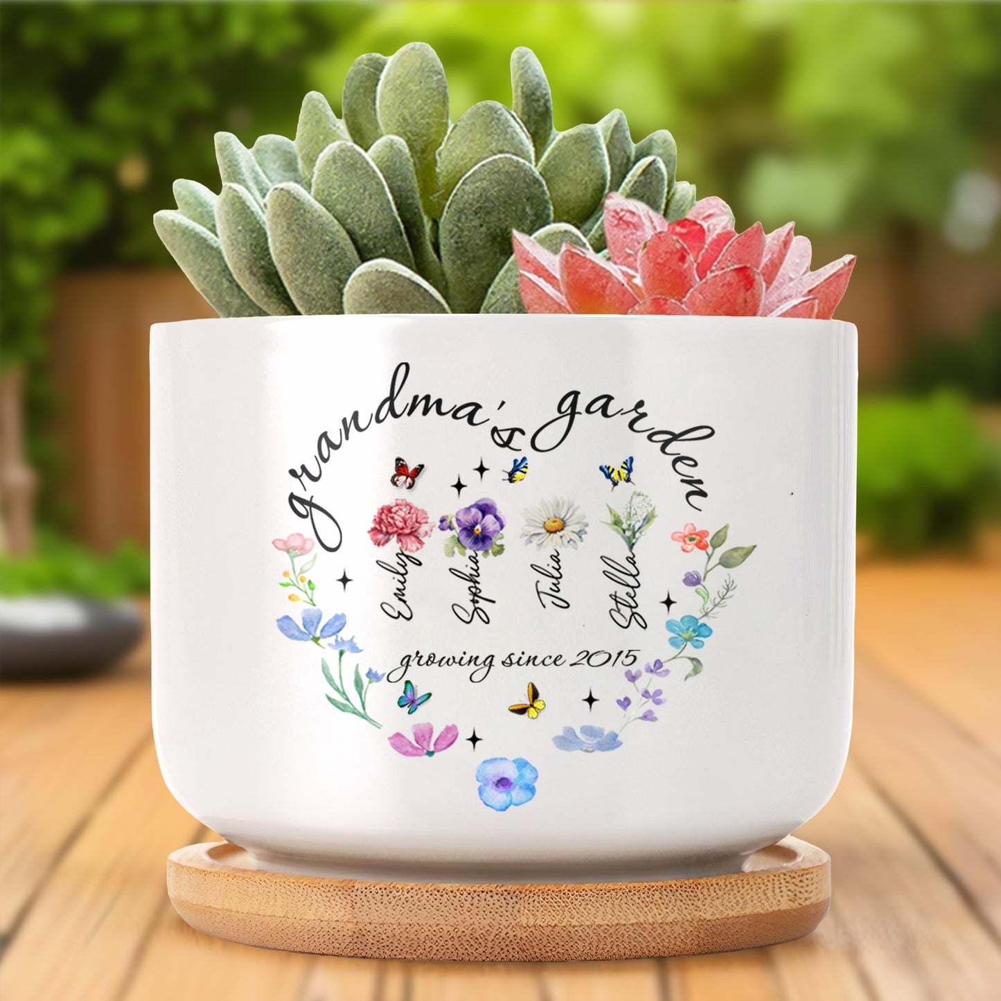 Grandma's Garden With Flowers And Butterflies