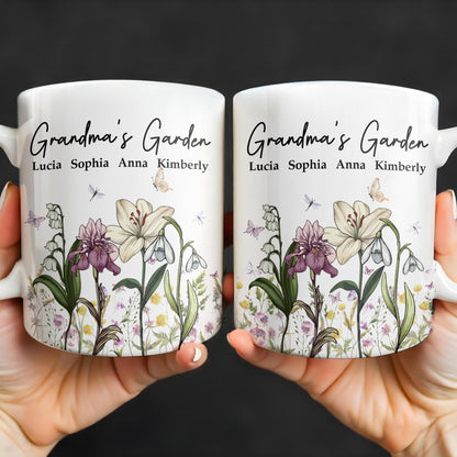 Grandma's Garden, Flowers and Butterflies - Personalized Custom Coffee Mug - GRM072_MG