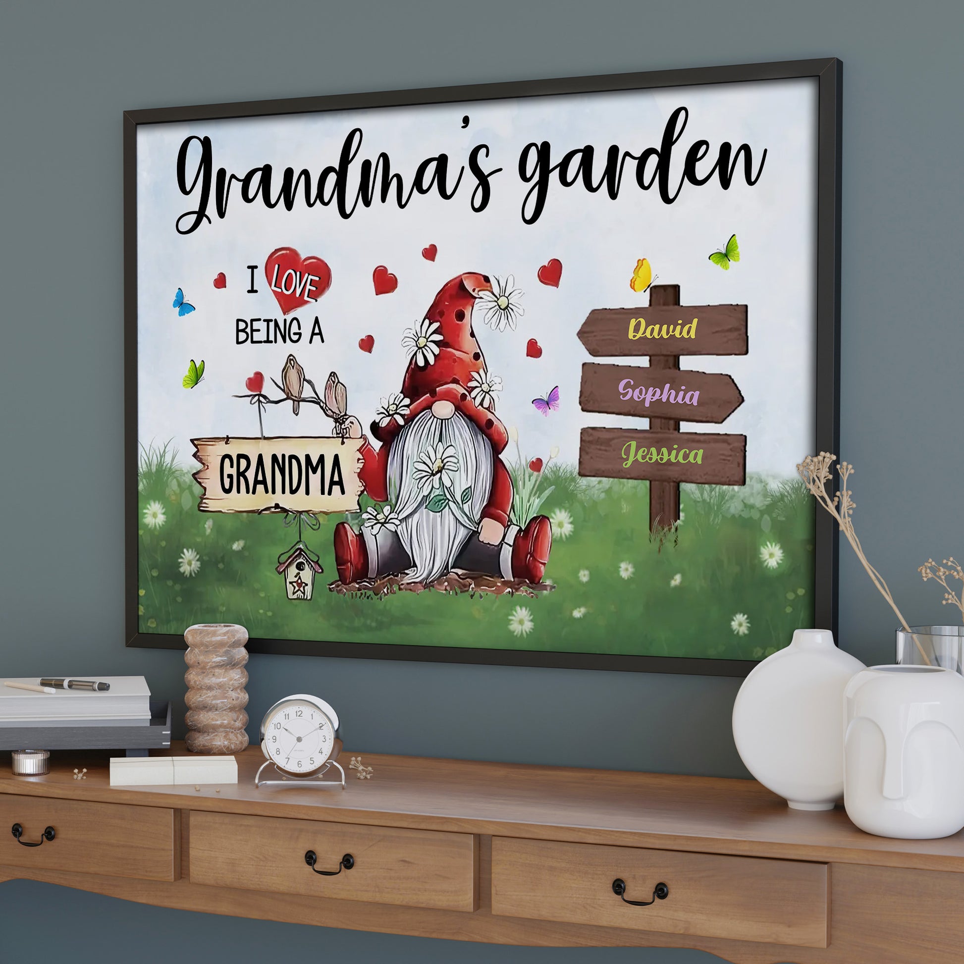 I Love Being A Grandma With Garden Gnome And Flowers