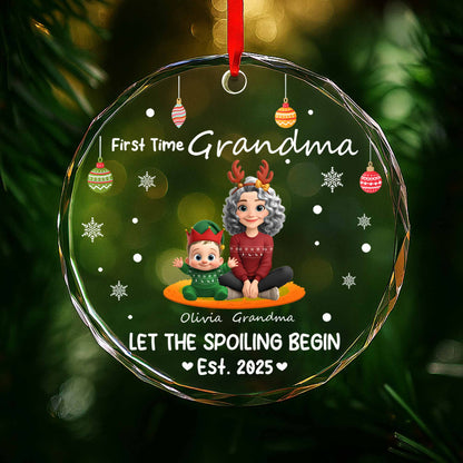 Let The Spoiling Begin, Grandmother And Child - Personalized Custom Circle Glass Ornament - GRM091_CGOR
