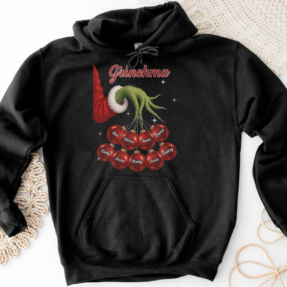 Grinchma With Santa Hat And Christmas Ornaments