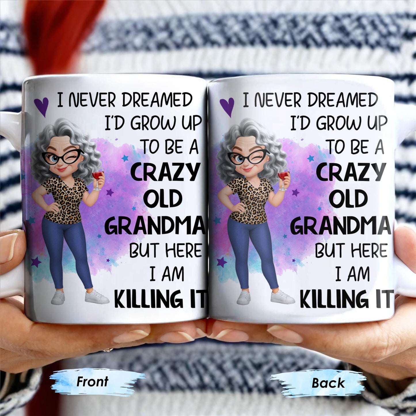 Crazy Old Grandma Killing It Cartoon