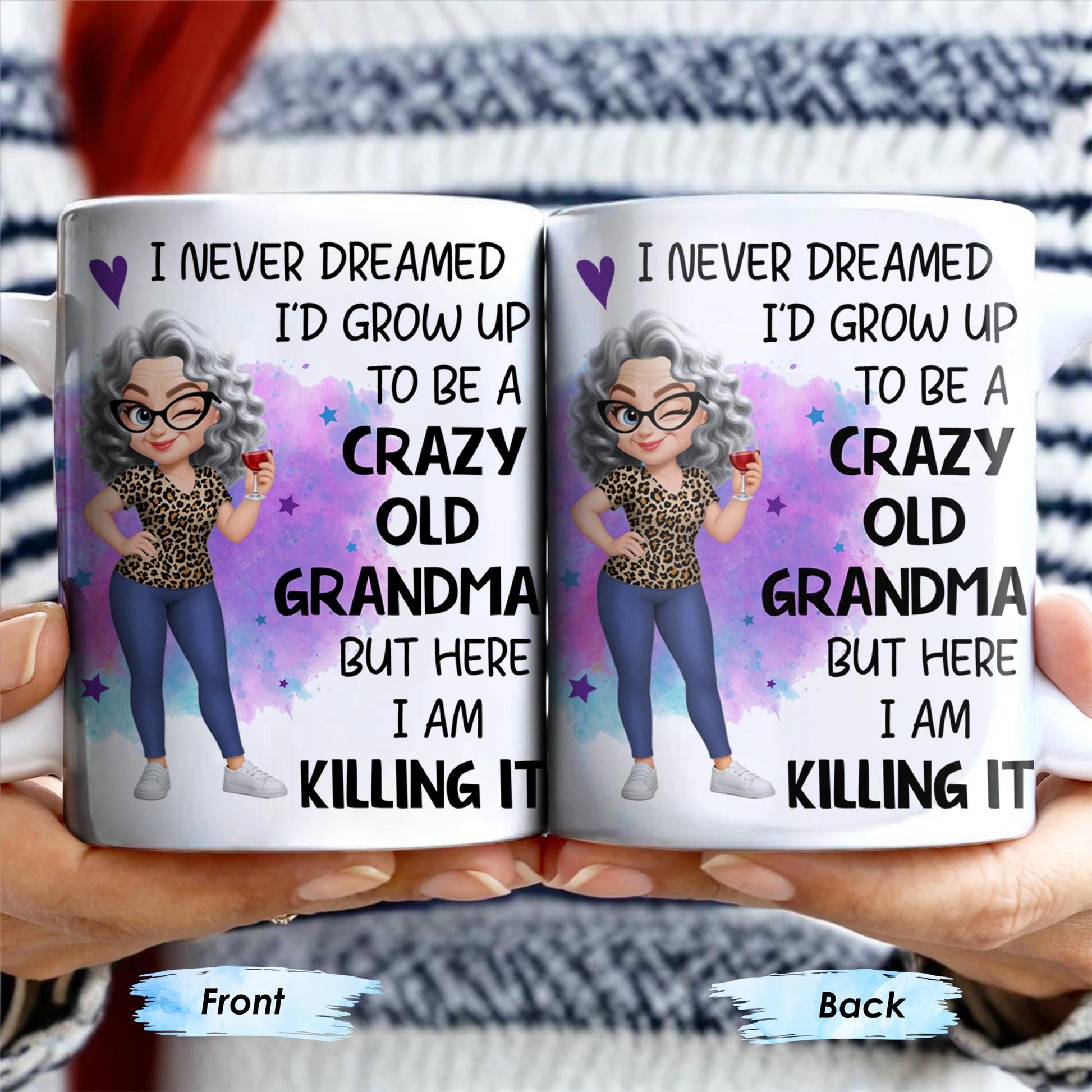 Crazy Old Grandma Killing It Cartoon