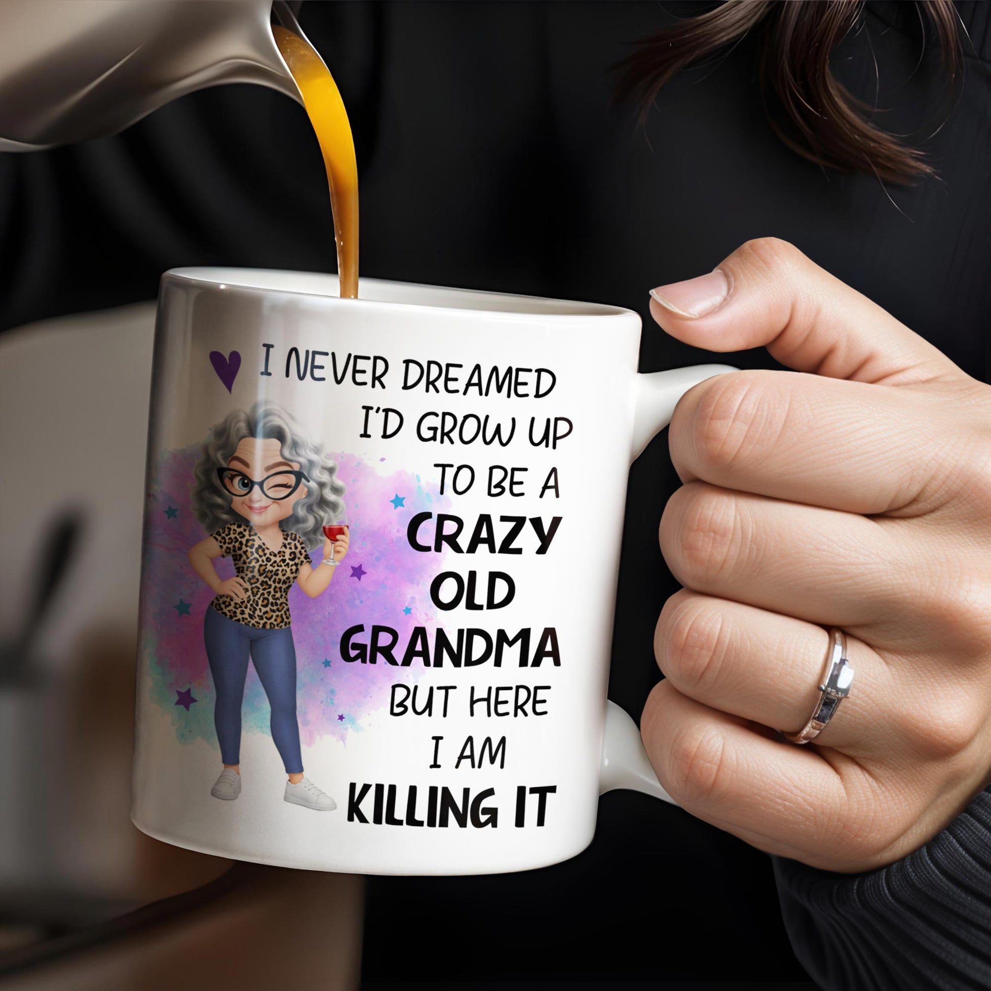Crazy Old Grandma Killing It Cartoon