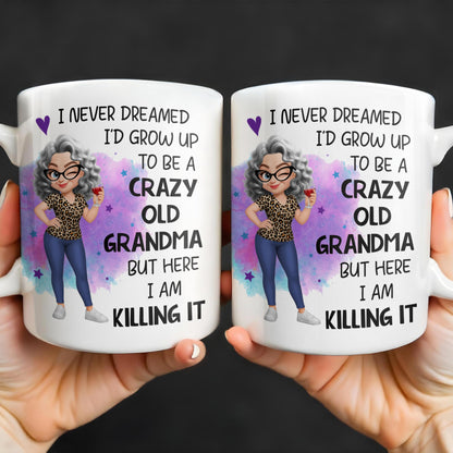 Crazy Old Grandma Killing It Cartoon