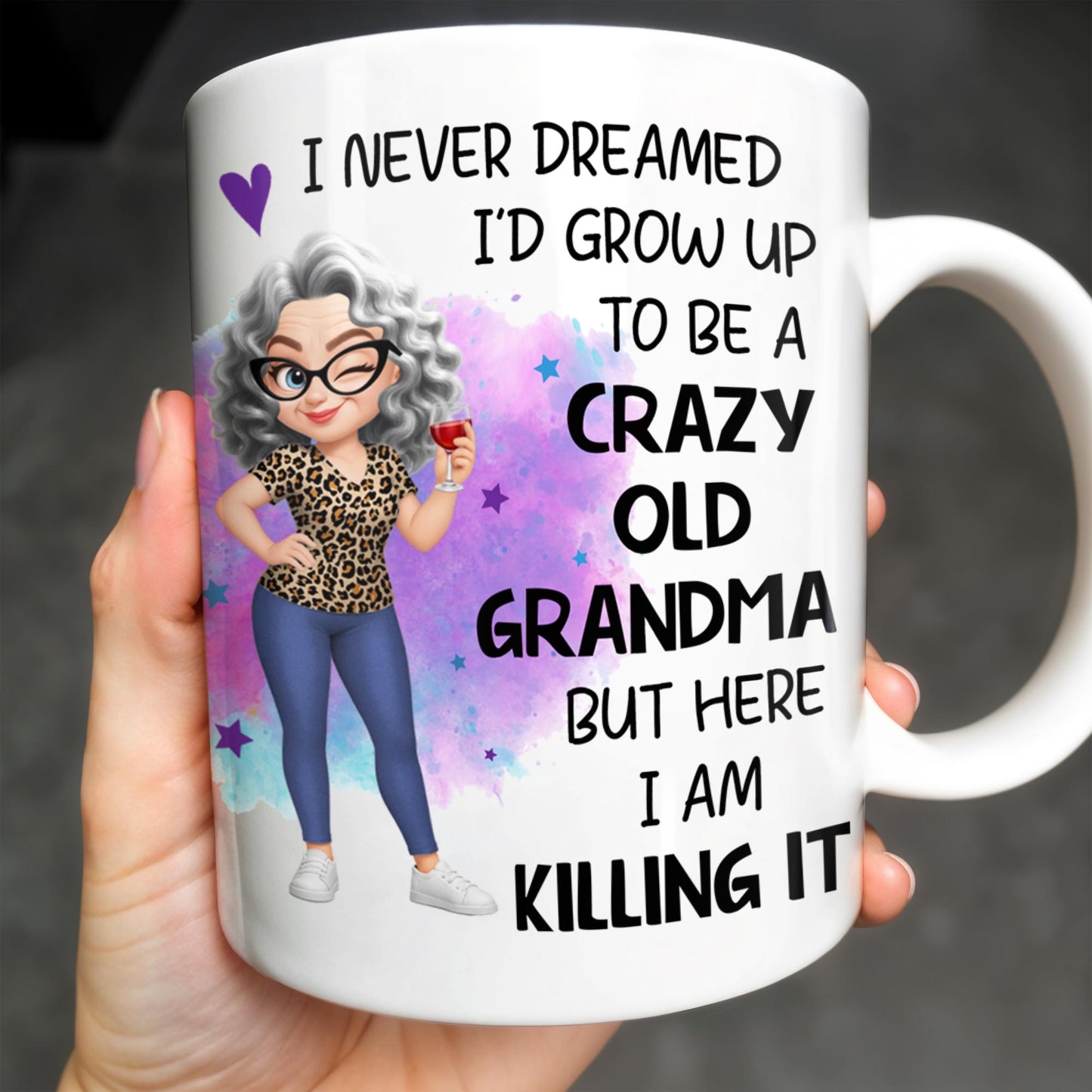 Crazy Old Grandma Killing It Cartoon