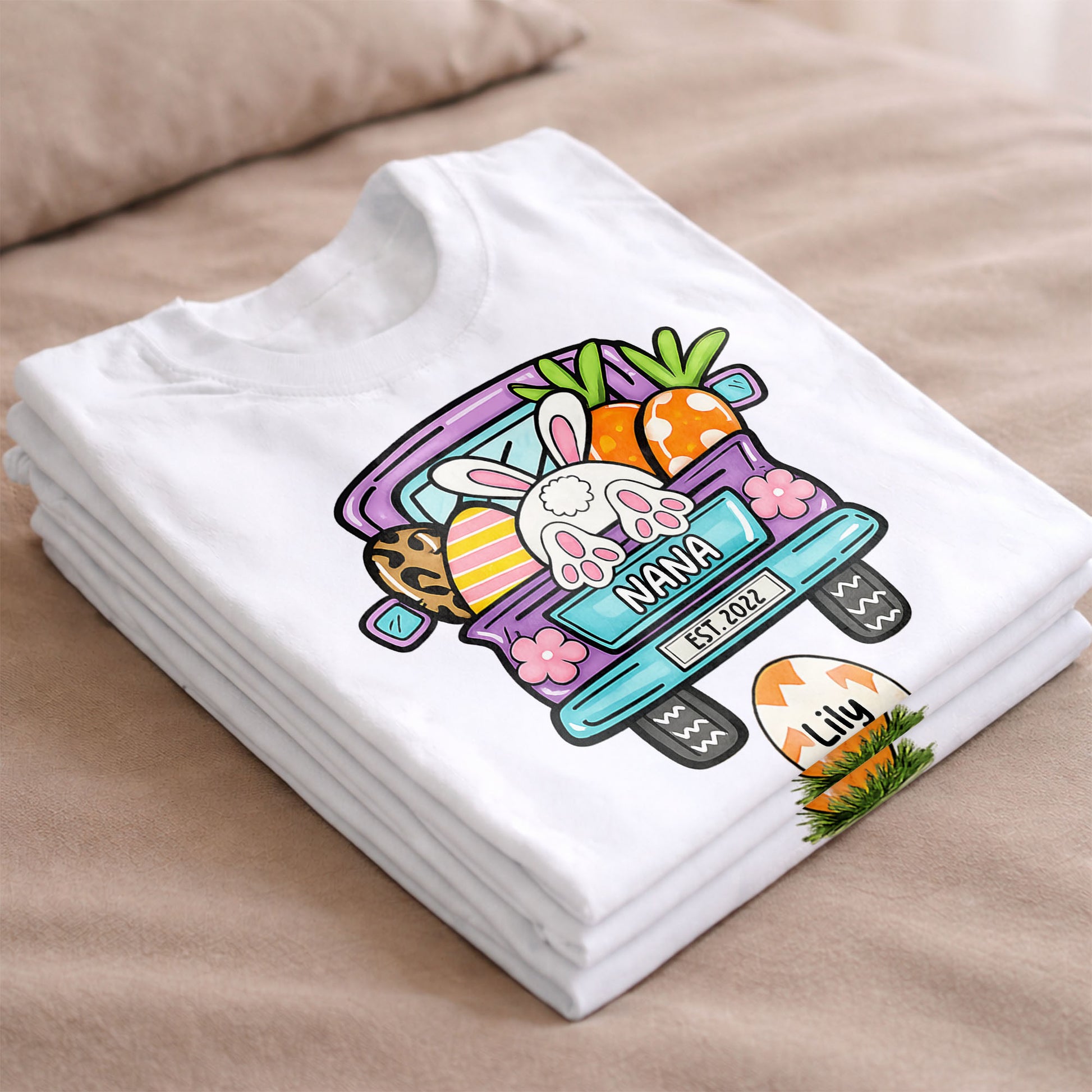 Grandma Est Truck With Easter Bunny Eggs And Carrots