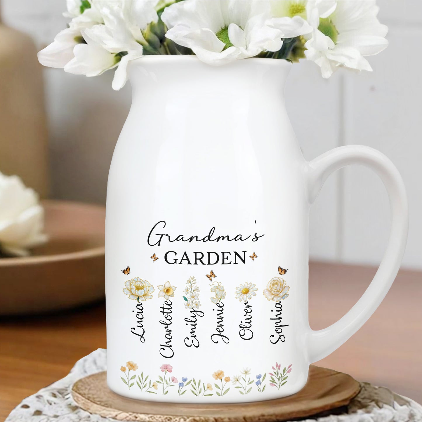 Grandma's Garden With Flowers And Bees