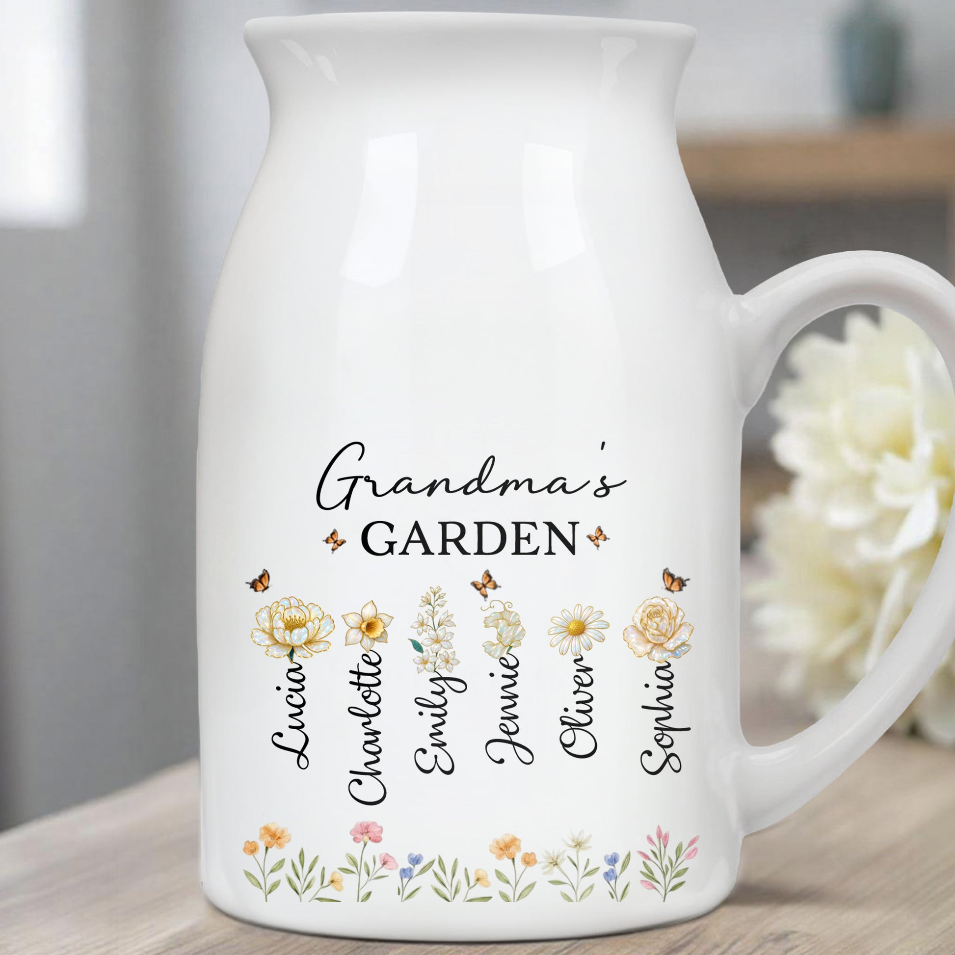 Grandma's Garden With Flowers And Bees