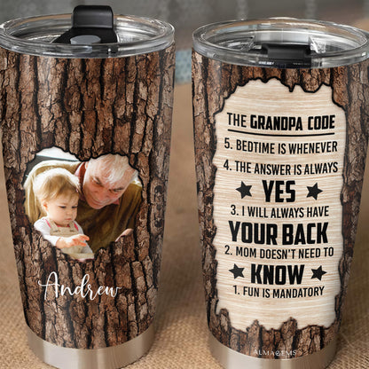 The Grandpa Code Tree Bark Design Tumbler