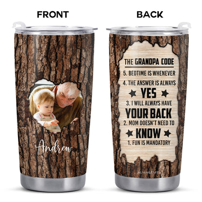 The Grandpa Code Tree Bark Design Tumbler